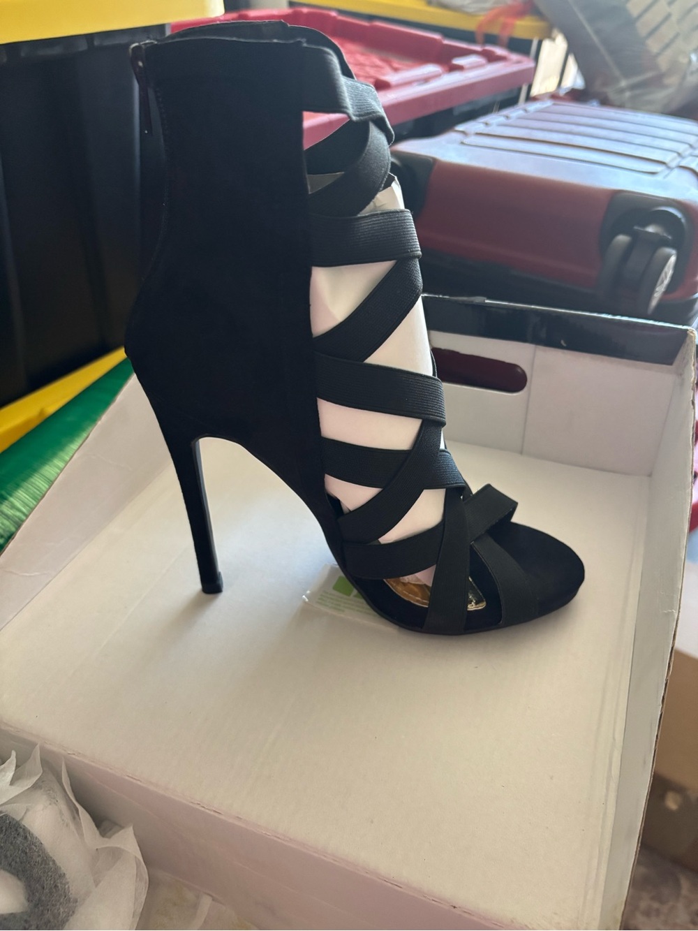 Women's Black Strappy High Heel Sandal